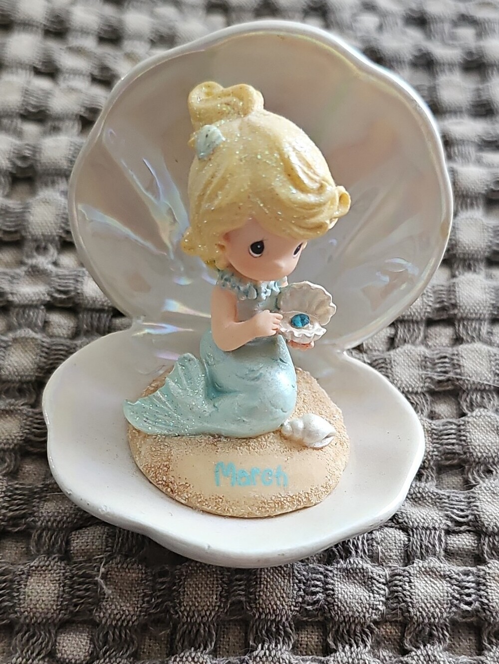 Precious Moments March Mermaid Figurine in Pale Aqua